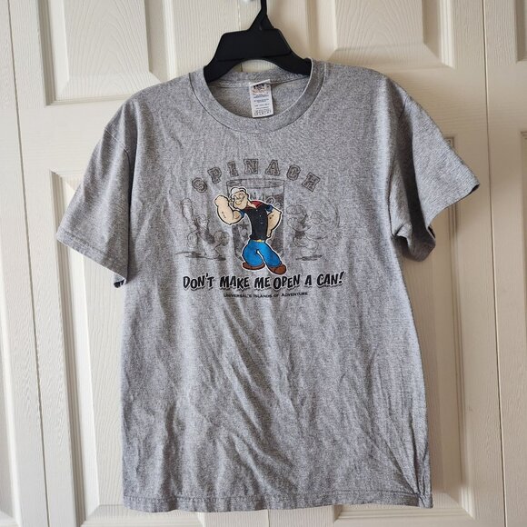 Vintage Universal Studios Popeye Graphic T-Shirt Gray Adult M "Dont Make Me Open - Picture 1 of 8